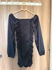 Satin Ruched Mini Dress