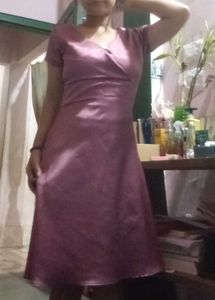 Satin V-Neck Wrap Dress