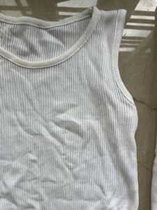 White Ribbed Tank Top