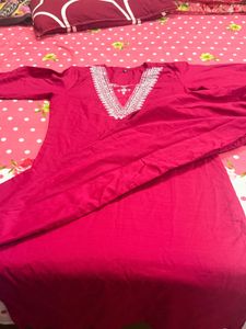 Red Embellished Kurta