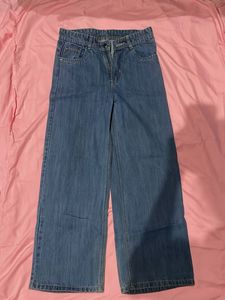 Wide Leg Blue Denim Jeans