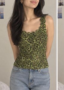 Leopard Print Vintage Scalloped Tank Top