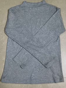 Grey Mock Neck Long Sleeve Top