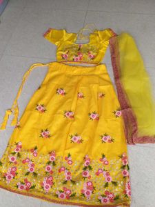 Yellow Embroidered Lehenga Choli Set