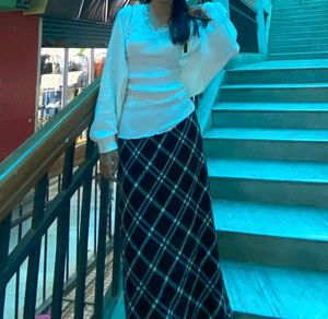 Stylish Plaid Maxi Skirt