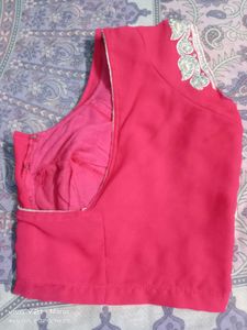 Pink Saree with Sequins and Border