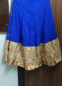 Blue Nd Orange Lehnga  With Golden Choli