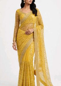 Embroidered Readymade Net Saree