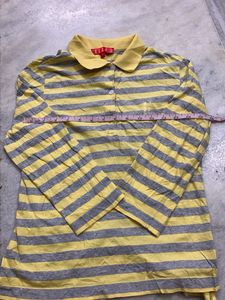 ELLE Striped quarter Sleeve Polo Shirt