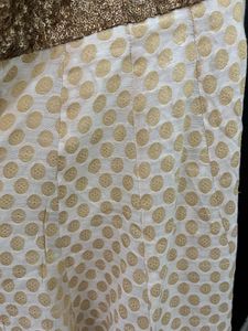 Off white Lengha Choli With Golden Shimmer Blouse