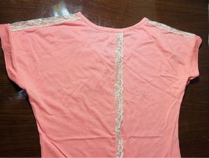 Floral Graphic Tee with Lace Detail