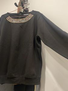 Sassafras Embellished Black Sweatshirt