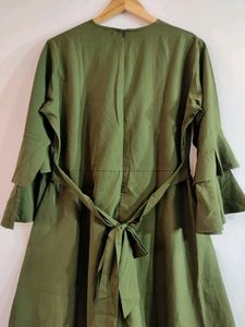 Women Moss Green Short Dress