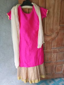 Stunning Pink &amp; Gold Lehenga Choli Set