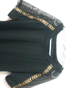 Black Tee with Mesh Sleeves