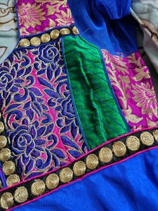 Vibrant Blue Net Silk Ethnic Kurta Set