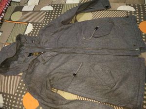 Grey Hooded Jacket korean fur inside