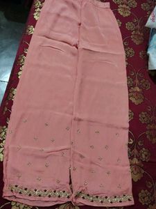 Embroidered Peach Palazzo Pants
