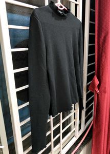 Black Mock Neck Long Sleeve Top