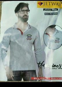 Men's Grey Long Sleeve Polo Shirt