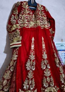 Stunning Red & Gold Embroidered One piece