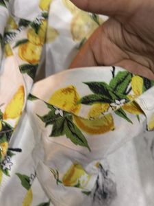 Lemon Print Button-Up Shirt