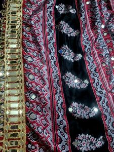 Multi Coloured Mirror work Modal Silk Saree