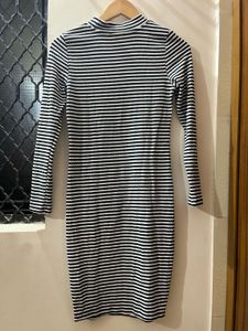 Black &amp; White Striped Knit Dress