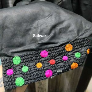 Black Kurta Set with Colorful Embroidery