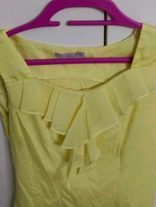 Yellow Ruffled Sleeveless Top