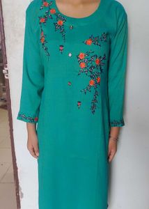 Embroidered Sea green Kurta