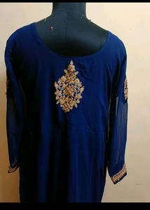 Dark Blue Anarkali With Dupatta