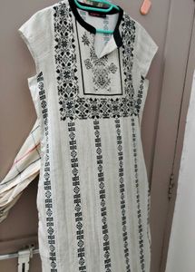 Stylish Greyish Dress with Black Embroidery