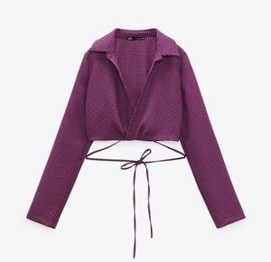 Zara Cropped Tie-Front Top