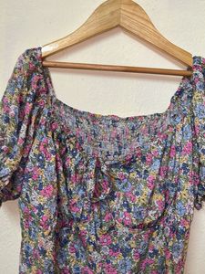 Boho Floral Puff Sleeve Mini Dress