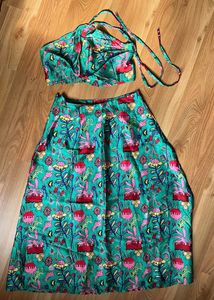 Vacation Co-ord Set, Halter Top +High Slit Skirt