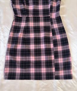 H&amp;M Pink &amp; Black Plaid Mini Dress