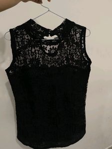 Black Net Sleeveless Top