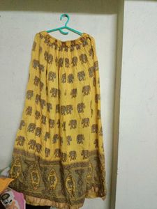 Yellow Elephant Print Ethnic Skirt