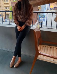 Geometric Print High Neck Blouse