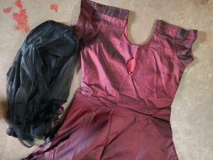 Elegant Burgundy Ethnic Gown