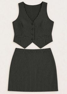 Pinstripe Vest and Skirt Set