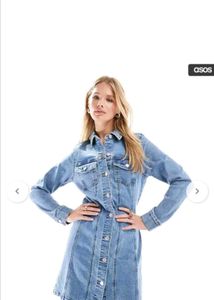 Denim Mini Shirt Dress price 🔻