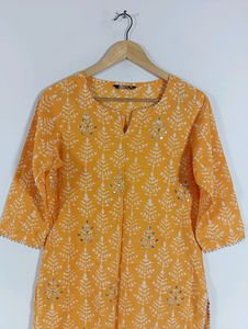 Mustard Yellow Printed  Kurta (Women)