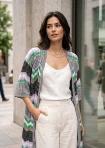 Boho Zigzag Knit Cardigan