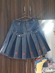 NEW Denim Pleated Skirt