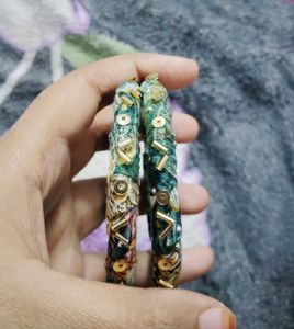 Handcrafted Fabric Bangles (Set Of 2)