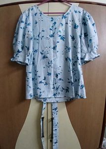 Light Blue Floral Puff Sleeve Top🤩💙