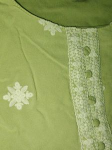 Lime Green Embroidered Kurta Set with dupatta