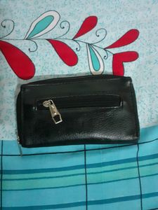 Black Leather Purse Women's Wallet Girls Handbag